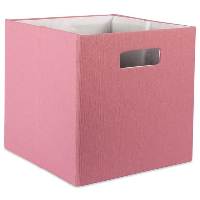 Design Imports CAMZ37978 Cube de Rangement Carré en Polyester Solide 13 x 13 x 13 Po. , Rose