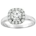 thumbnail image 1 of 14K White Gold Natural Diamond Halo Engagement Ring Round 0.99 cttw, size 6, 1 of 3