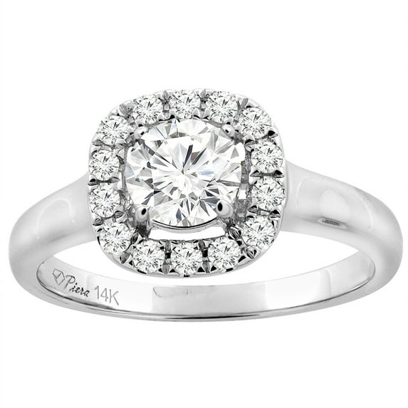 14K White Gold Natural Diamond Halo Engagement Ring Round 0.99 cttw, size 6