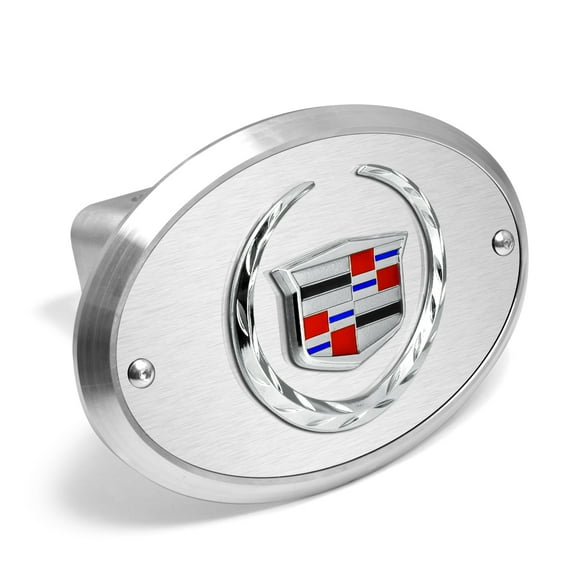 Cadillac 3D Logo on Brushed Oval Billet Aluminum 2 inch Tow Hitch Cover