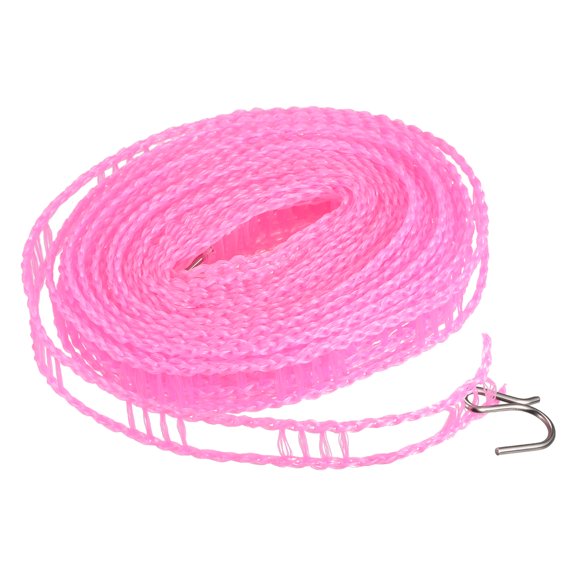Uxcell 16.4ft Nylon Portable Clothesline Windproof Non Slip Washing Line, Pink