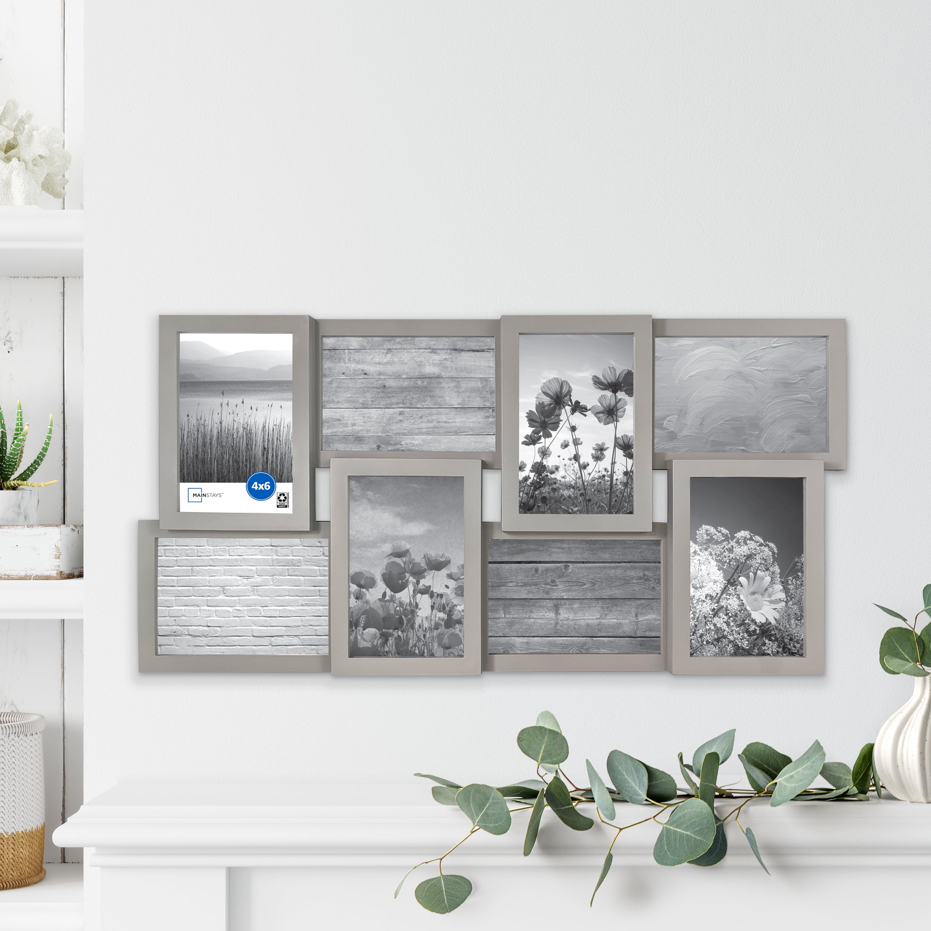 Mainstays 8-Opening 4X6 Linear White Collage Picture Frame