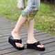 thumbnail image 3 of Women's Glitter Platform Sandals Shiny Thong Sandals Non-slip Wedge Heel Flops Size 36 (Black), 3 of 3