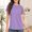 Purple, variant on Morttic Women's Solid Color Ruched Front Short Sleeve Round Neck Lace Hollowed-Out Patchwork, Summer Casual T-Shirt White,S