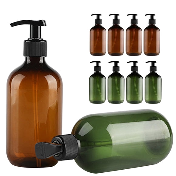 Huayishang Bottle Clearance, 4Pcs Transparent Pet Plastic Bottles with Black Screw Caps, Recyclable 300 Ml Household Essentials Brown