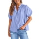 thumbnail image 1 of Camisa PRETTYGARDEN de Algodón con Botones y Cuello en V Azul Claro Talle S, 1 of 8