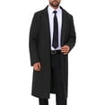 thumbnail image 1 of Abrigo de invierno Inspire Chic para hombres, abrigo de trench de solapa muesca de un solo botón, negro - Nuevo, 1 of 6