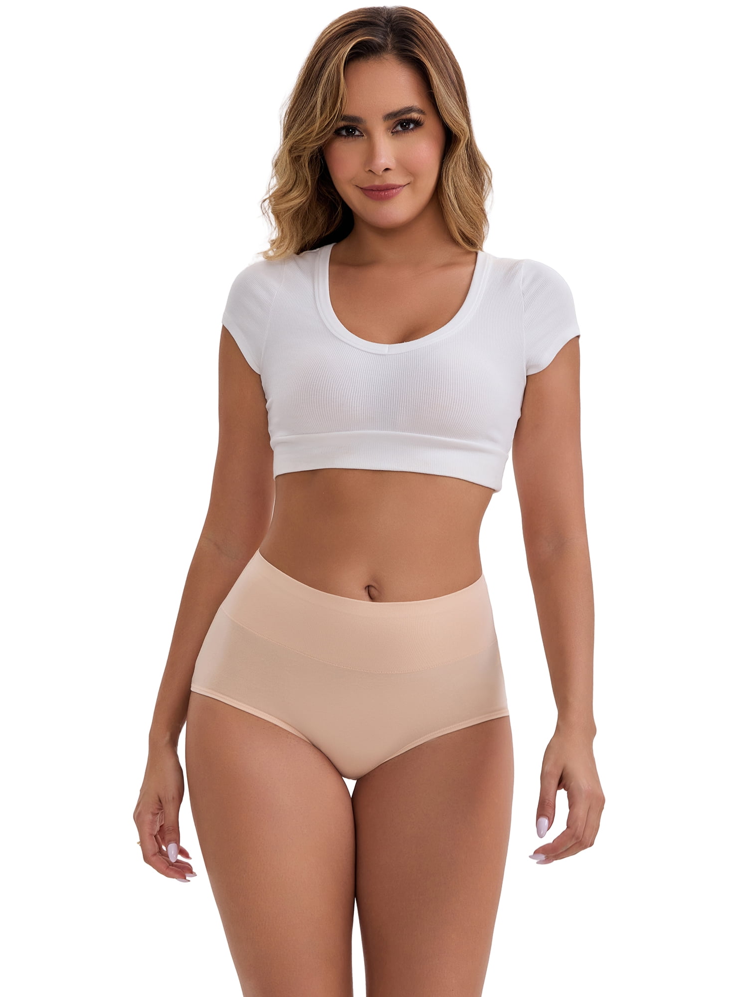 DARING DIVA Women's Tummy Control Underwear Briefs 4 Packs XXL Black, Beige, Pink, Blue