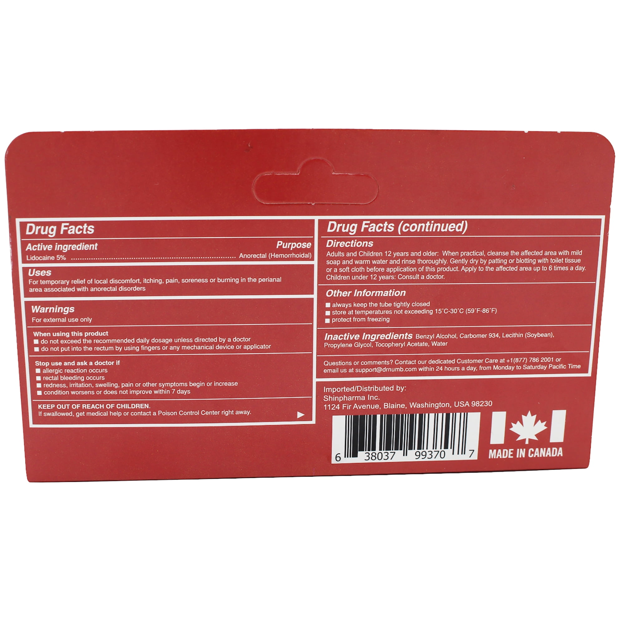 Dr. Numb 5 Lidocaine Cream Maximum Strength Pain Relief with Vitamin