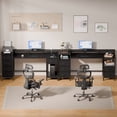 thumbnail image 5 of Satifur Gaming Desk with LED Lights & Power Outlets, 55" Computer Desk with 5 Fabric Drawers & Open Storage, Reversible Home Office Desk,Carbon Fiber Black, 5 of 9