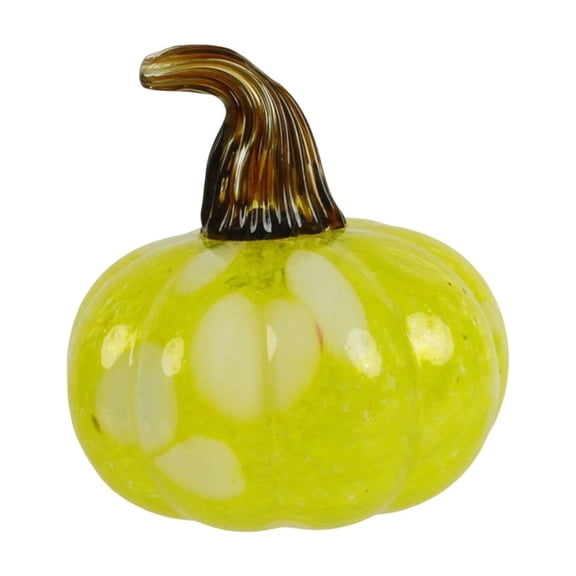 1Pcs Handmade Blown Glass Pumpkin Figurine, Small Crystal Art Glass Paperweight with Sparkling Finish for Desk, Tabletop, and Fall Harvest Halloween Thanksgiving Christmas Decor 3.5x3.5 Inch