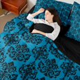 thumbnail image 4 of Homewish Baroque Floral 7pcs Bedding Comforter Set,Retro Victorian Queen Bedding Sets,Blue Black Queen Sheet Sets For Adults,Microfiber Bedroom Decor Reversible, 4 of 8
