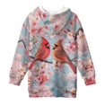 thumbnail image 5 of Xoenoiee Cardinal Cherry Blossom Print Hoodies Dress for Kids Trendy Long Hoodies Sweatshirt for Toddler Girls Pullover Sweater with Pocket Long Sleeve Shirt Active Jumpers Tunic Tops, 9-10 Years, 5 of 7