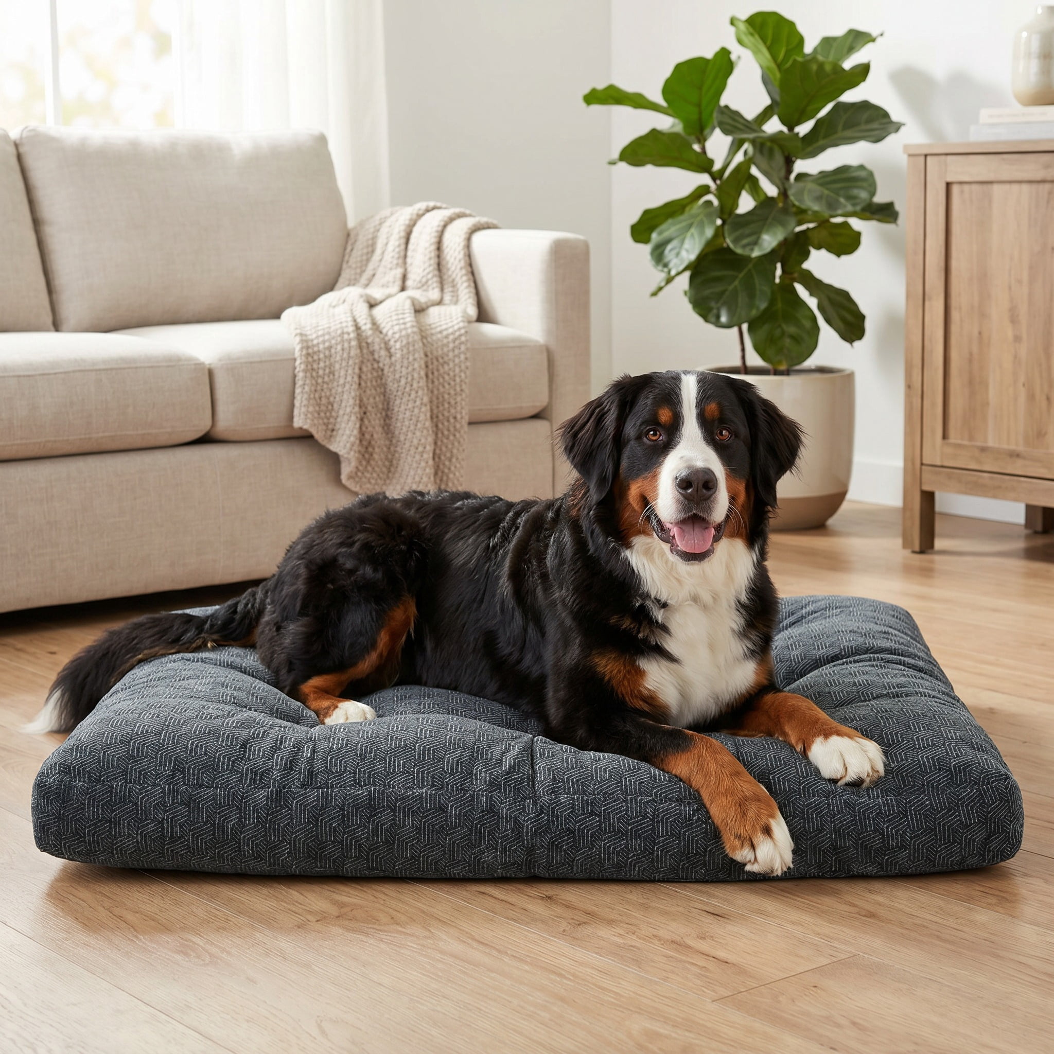 Vibrant Life Extra Large Ultra Soft Tufted Pet Bed, Gray, 38" x 48"