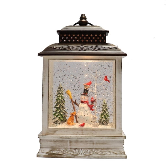 Roman Christmas - Lighted Snowman and Cardinals Lantern, 10.5" H, Christmas Collection, Plastic, Christmas Giftware, Inspirational, Durable, Long Lasting, Beautifully Detailed, Battery Operated