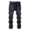 thumbnail image 1 of GPOECD Jeans Déchirés pour Garçons Mode High Street Pantalon Long Décontracté pour Garçons Pantalon en Denim Extensible Confortable pour le Printemps et l'Automne Tenue Quotidienne 08_Black,5-6 Ans, 1 of 8