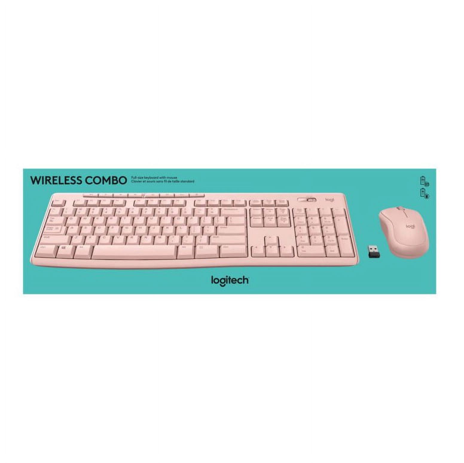 Logitech Wireless Keyboard and Mouse Combo for Windows, 2.4 GHz Wireless, Compact Mouse, Rose - image 2 of 6