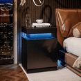 thumbnail image 2 of Nightstand Set of 2, LED Nightstand with One Cabinet, Bedside Table with LED Lights, Modern End Side Table for Bedroom, Black, 2 of 3