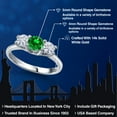 thumbnail image 2 of Gem Stone King 14K White Gold Green Created Emerald & White Moissanite 3-Stone Engagement Ring | 1.30 Cttw | Round 5MM and 4MM | Three Stone Wedding Anniversary Promise Ring for Women (Size 6), 2 of 6
