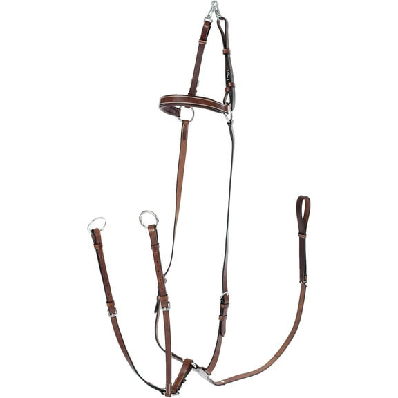 HORZE Adjustable 3-Point Leather Breastplate with Running Martingale - Black