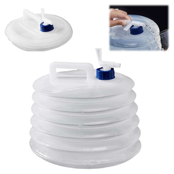 Collapsible Water Container with Spigot, Foldable Portable Water Jug for Camping Hiking RV, Leak-Proof Outdoor Water Storage with Handle
