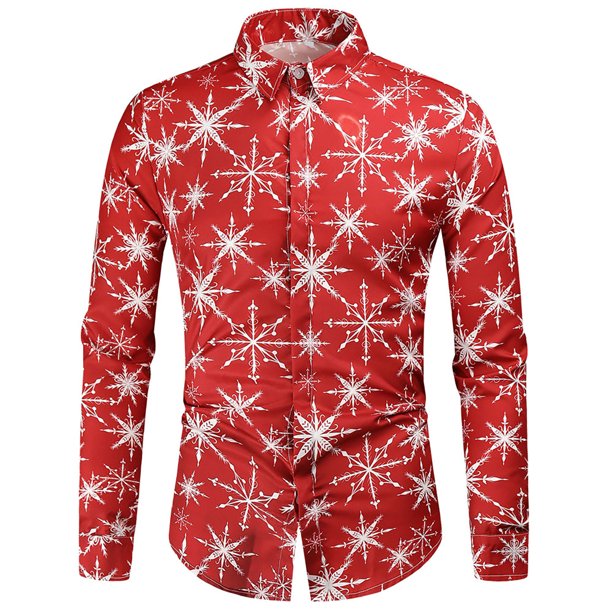 Nueva camisa de hombre de manga larga con botón de solapa de impresión digital 3D de Navidad Pompotops oipoqjl26807