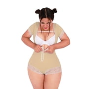 Moda King Peru Body Premium Short Sleeve Women's Waist Shaper, Black