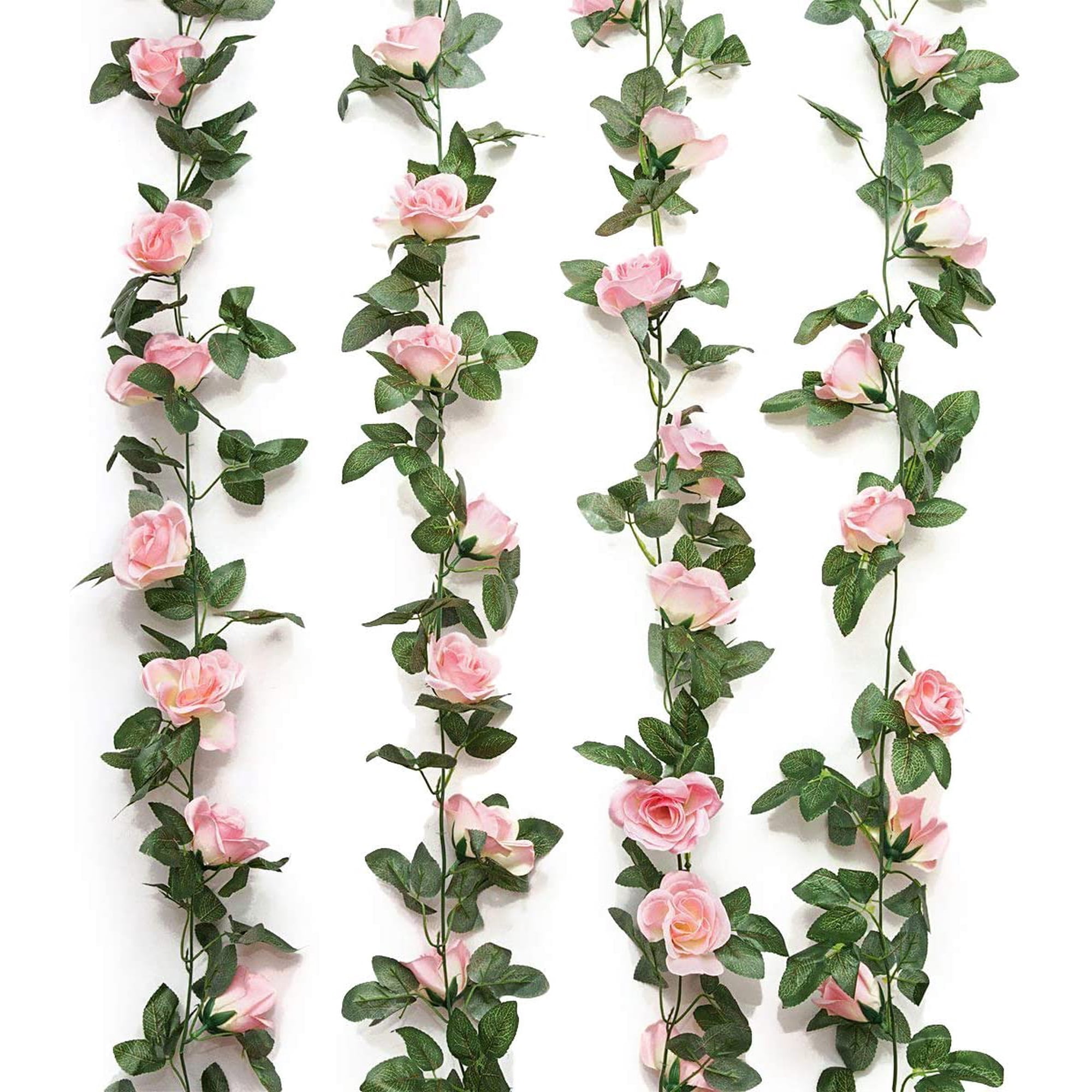 Yirtree Flower Garland Fake Rose Vine Artificial Flowers Hanging Rose Ivy Hanging Baskets Wedding Arch Garden Background Decor Fake Flower Garland Artificial Rose Blossom Vine