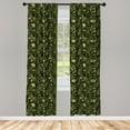 thumbnail image 5 of Ambesonne Sage Window Curtains, Spring Butterflies Ornate, Each 28" W x 63" L, Yellow Black Green, 5 of 5