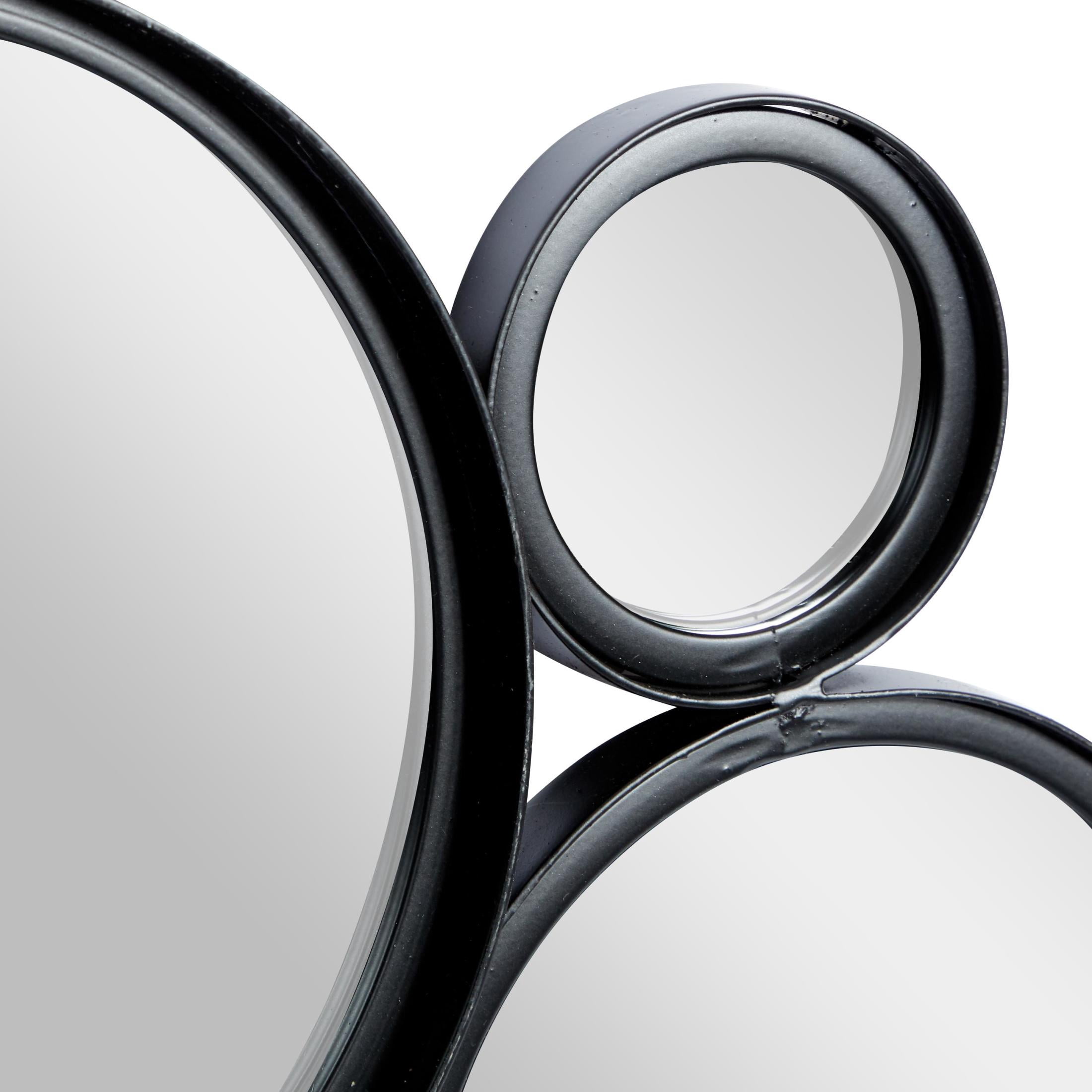 DecMode Contemporary Metal Bubble Cluster Inspired Wall Mirror, 24"W x 52"H with Black Frame Matte Finish