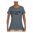 thumbnail image 2 of Colorful Rainbow Patterned Butterfly Animal Lover Womens Graphic T-Shirt, Charcoal, X-Large, 2 of 3