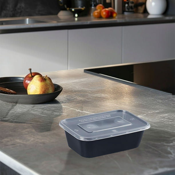 Lonchera desechable de plástico rectangular de grado alimenticio, 10 unidades, transparente, con tapa, organizador desechable