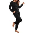thumbnail image 3 of Clothing 2025 Women's Pajama Set, 2 Piece Lounge Outfits V Neck Y2K Sleep Set Fall Long Sleeve Long Pants With Pockets Pjs Set, 3 of 7