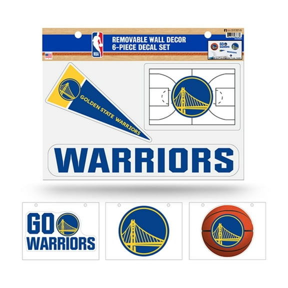 Golden State Basketball Warriors Set of 6 Removable Wall Decal Stickers