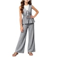 thumbnail image 2 of ATOGUTA Party Outfits for Girls Sleeveless Peplum Top and Wide Leg Pants Cute Summer 2 Pieces Short Sets Size 9-16, Black, 2 of 8