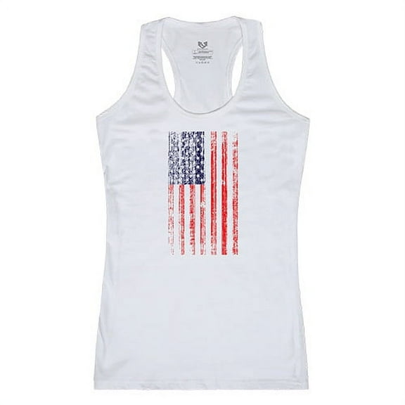 Rapid Dominance G02-800-WHT-05 Distressed Flag Graphic Tank Top, White - 2XL