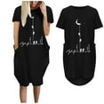 thumbnail image 2 of Robes d'Été pour Femmes Manches Courtes Décontractées T-Shirts Robe Imprimée Col Rond Confortable Longueur Genou avec Poches, 2 of 5