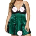 thumbnail image 4 of IROINNID Pajamas for Women Plus Size Lace Silks Underwear Suspender Skirt Nightdress Sleepwear,Green, 4 of 6