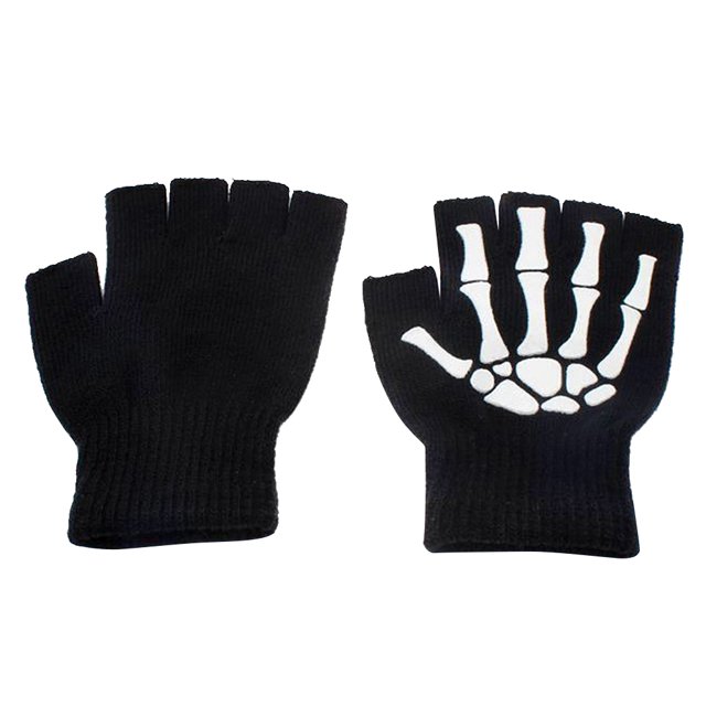 2uds. Guantes Tejido Mujer Hombre Medio dedo Esqueleto Ciclismo Mitones Calentador de manos