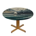 thumbnail image 3 of Orinice Boat Ocean Mountains Round Table Cover Stain Resistant Washable Indoor Outdoor Tablecloth Kitchen Dining Wedding Parties Waterproof Fabric 100% Polyester 42-46, 3 of 8