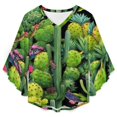thumbnail image 4 of Vibrant Desert Cactus Floral Print Women's V-Neck Blouse With 3/4 Ruffled Bell Sleeves Casual Top Ladies Blouses, 4 of 7
