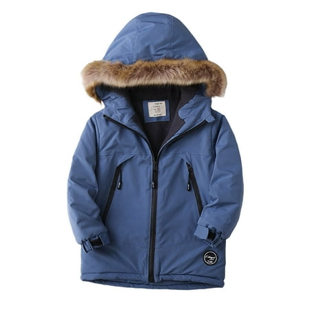 

Toddler Coats Outdoor Jackets Baby Boys Clothes Children Girls Long Sleeve Winter Warm Outwear Patchwork Color Outdoor Windbreakers For Kids Children s Outfits 6 Years-7 Years Blue