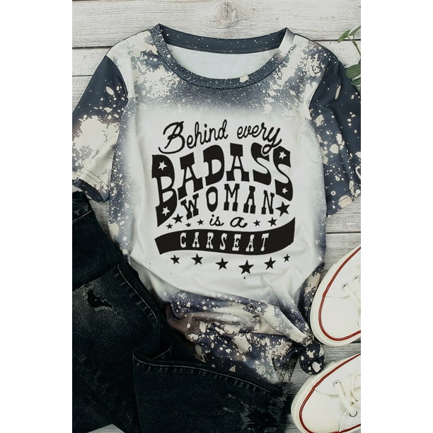 ABPHQTO Camiseta multicolor detrás de cada mujer ruda es un asiento de coche con tinte anudado blanqueado
