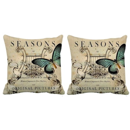 Houston International Trading RH-259 S-2 18 x 18 in. Butterfly Square Indoor & Outdoor Throw Pillow with insert Antique Blue - Set of 2