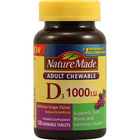 Nature Made Adult Chewable D 1,000 IU Tablets, Grape, 120 Ct