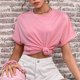 thumbnail image 4 of Mujeres Casual Manga Corta Color Sólido Jersey Suelto Blusa Camiseta Tops OAVQHLG3B Store  lin121212, 4 of 4