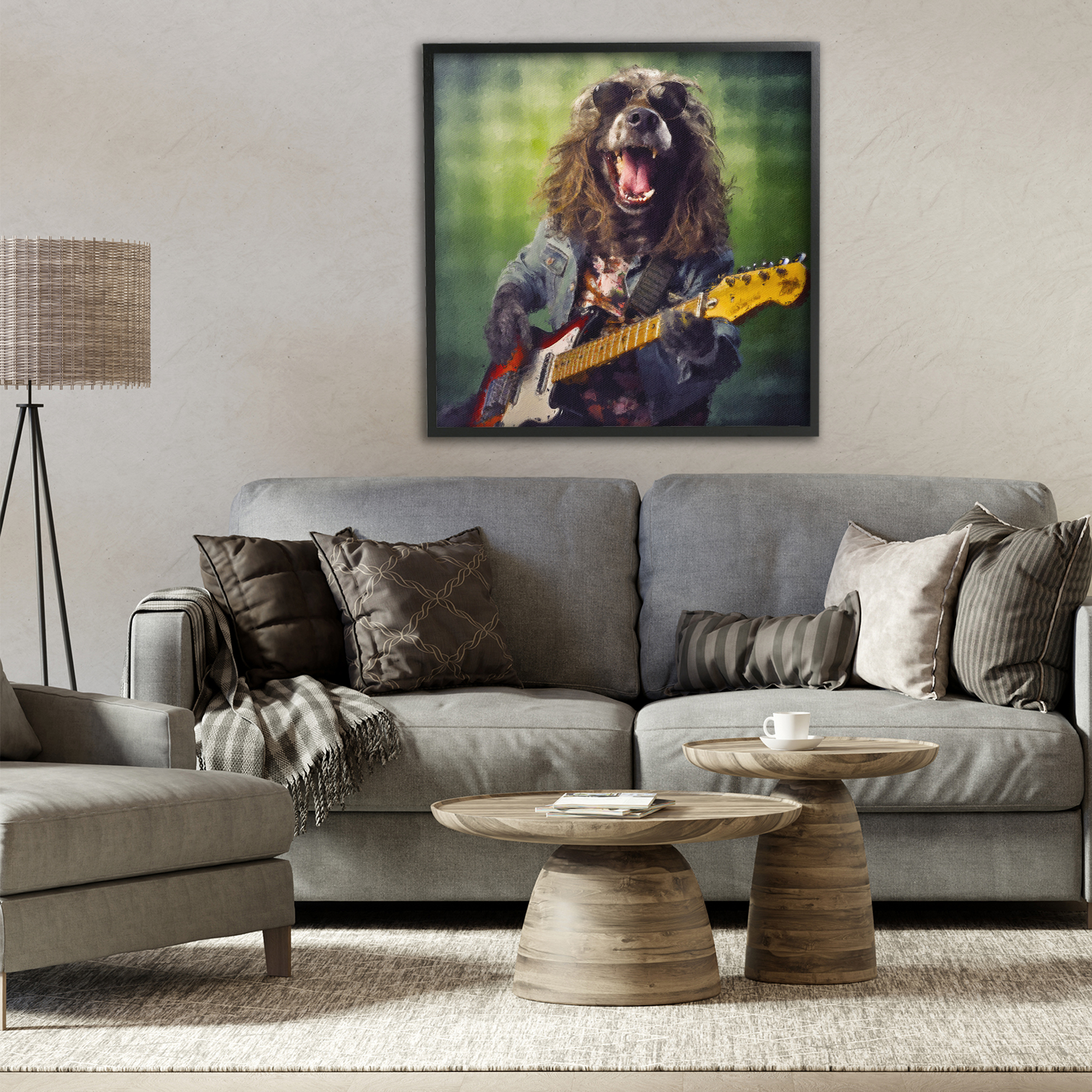 Musician Mutt Halen Black Framed Giclee Art, design by Sean Parnell