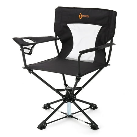ARROWHEAD OUTDOOR 360° Degree Swivel Hunting Chair w/ Armrests Perfect for Blinds No Sink Feet Supports up to 450lbs Carrying Case Steel Frame Fishing High-Grade 600D Canvas USA-Based Support