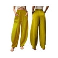thumbnail image 5 of Liacowi Women Linen Pants Summer Casual Loose Elastic High Waist Wide Leg Palazzo Lounge Trousers Solid Color Capri Pants with Pocket, 5 of 6