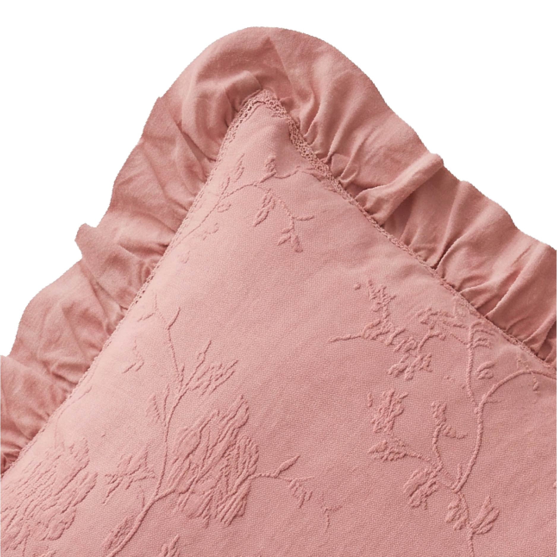 The Pioneer Woman Pink Matelasse Floral Crochet Ruffle Decorative Lumbar Pillow